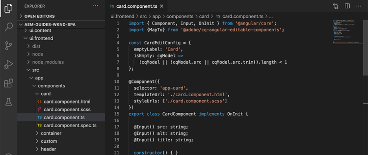 Démarrage du composant Angular.