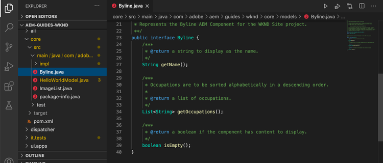 Interface Java de signature.