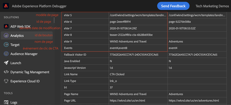 Clic CTA Adobe Analytics.