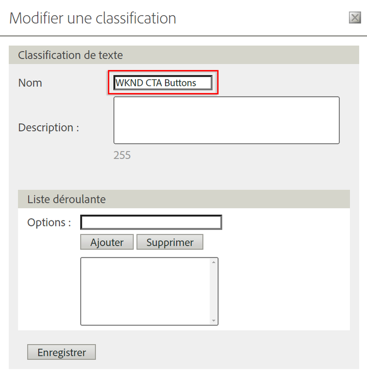 Type de classification de conversion.