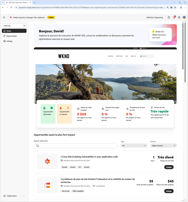 Accueil de Sites Optimizer