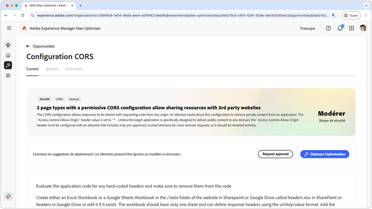 Opportunité de configuration CORS