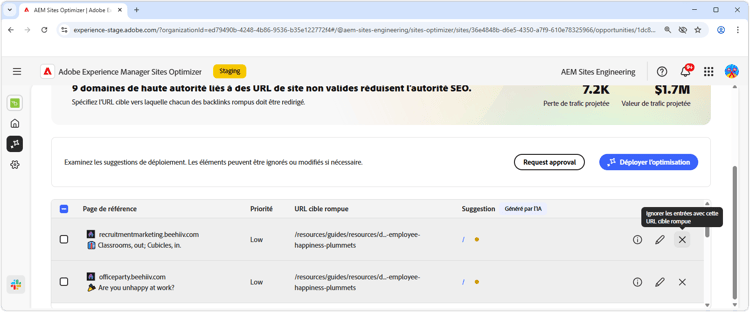 Ignorer les backlinks rompus