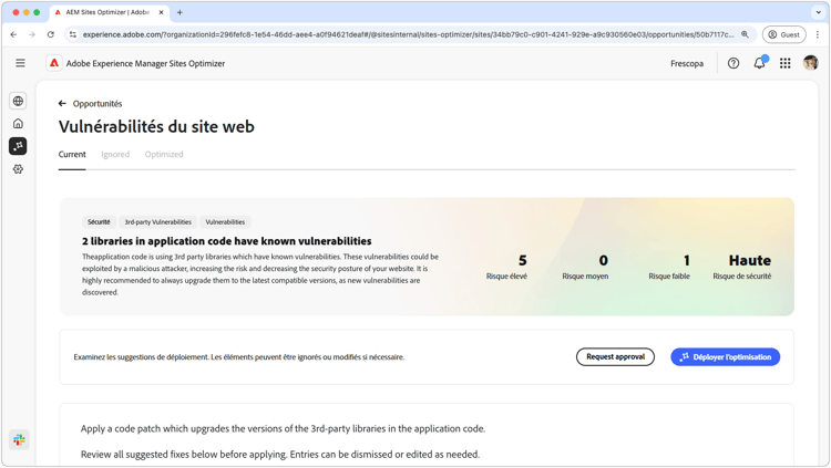 Opportunité des vulnérabilités du site web