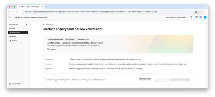 Opportunité de conversions faibles