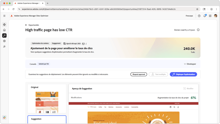 Opportunité Page à trafic élevé avec faible CTR