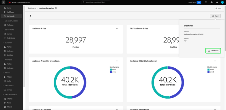 Boîte de dialogue Exporter un fichier avec download.