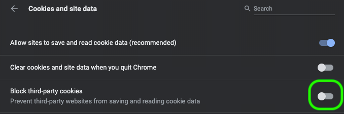 paramètres avancés de Chrome