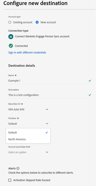 Se connecter à la destination