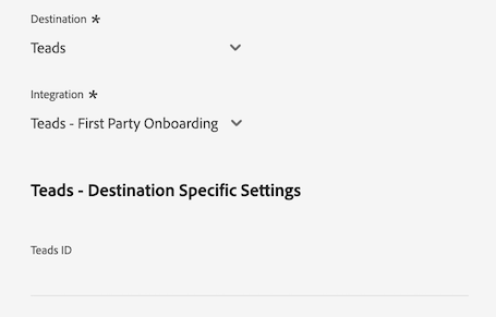 Image de l’interface utilisateur d’Experience Platform montrant les identifiants pris en charge pour la destination TargetSpot.