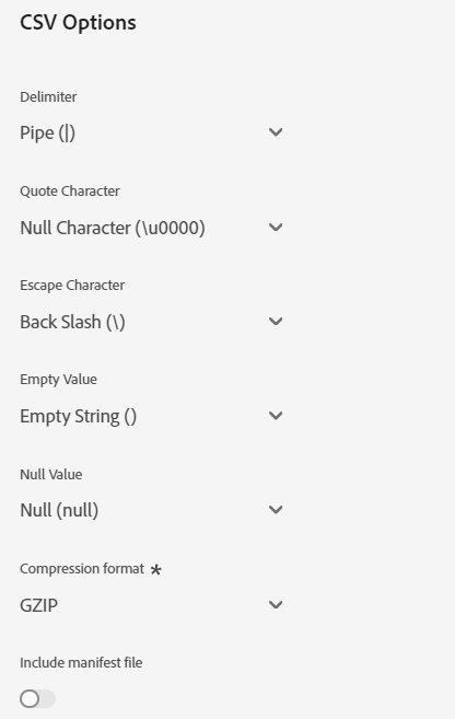 Options CSV