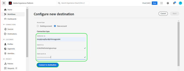 Copie d’écran de l’interface utilisateur de Platform montrant comment s’authentifier sur le Marketing Cloud Salesforce.