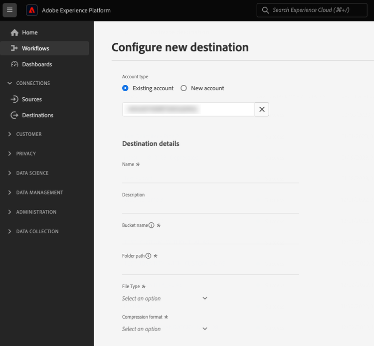 Image indiquant l’ordre des options de formatage de fichier dans l’interface utilisateur d’Experience Platform.