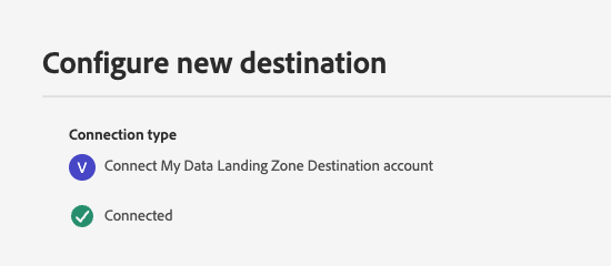 Image de l’interface utilisateur affichant l’écran d’authentification entre Platform et une destination DLZ.