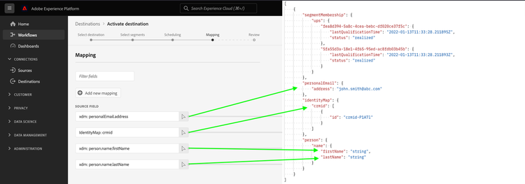 Image montrant le mappage de l’interface utilisateur aux champs à partir de la réponse de l’API.
