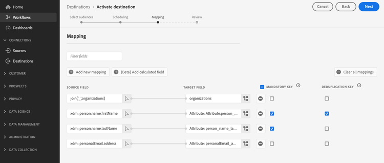 Exemple de mappage comprenant la fonction join .