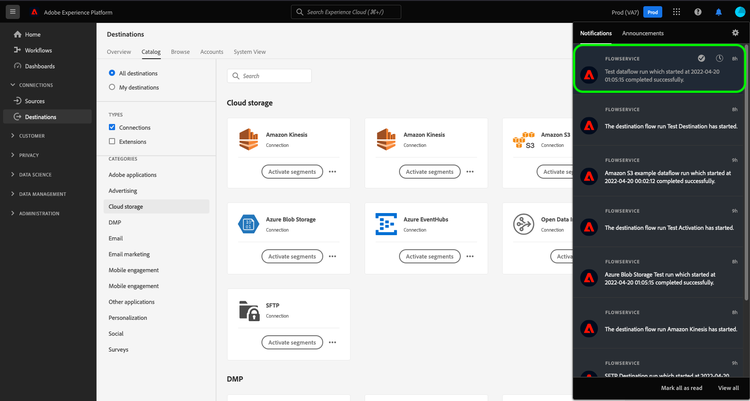 Image de linterface utilisateur montrant comment sélectionner une notification