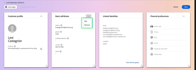 Le menu déroulant de la carte d’édition est mis en surbrillance. Cela inclut des options permettant de modifier ou de supprimer la carte.