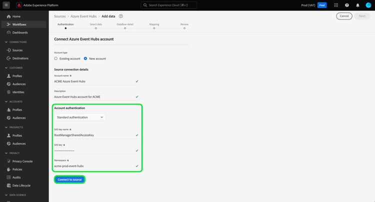 Interface d’authentification standard pour les centres d’événements Azure.