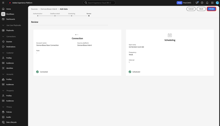 Interface de révision du workflow des sources.
