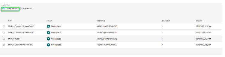 Interface de compte existante pour Merkury.