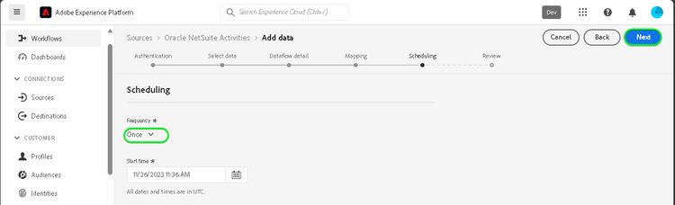 L’étape de planification du workflow des sources.