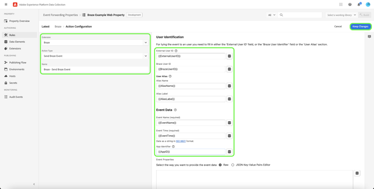 Ajoutez une configuration daction de règle de transfert dévénement.