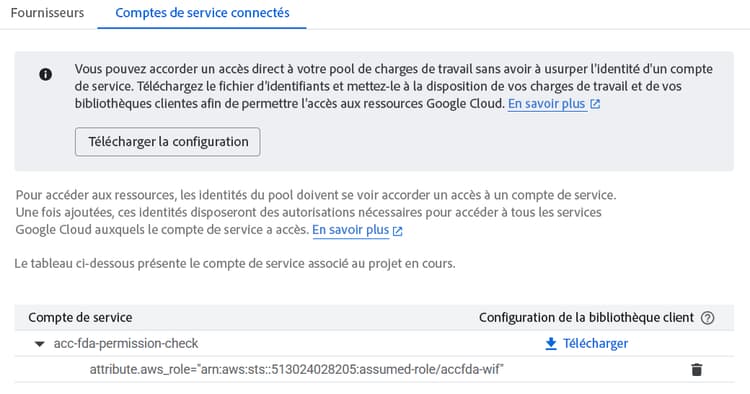 L’emplacement où télécharger la configuration de la bibliothèque s’affiche.