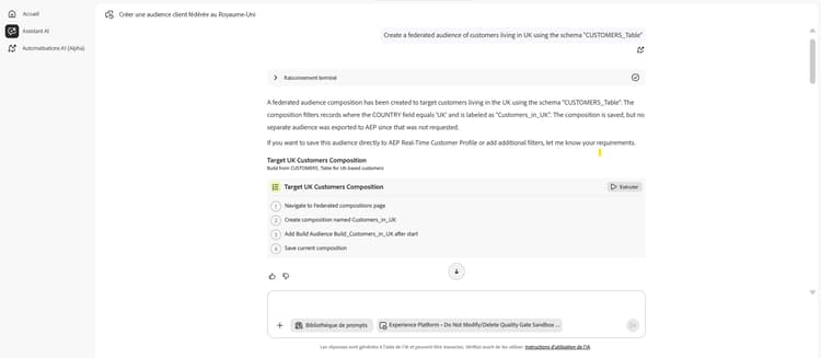 Un exemple de question et de réponse s’affiche.