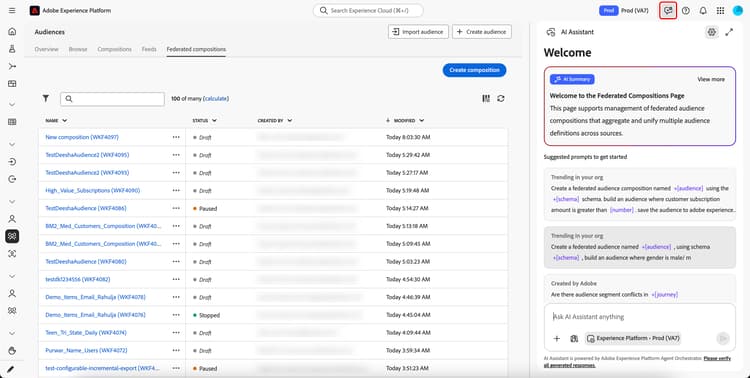 L’icône de l’assistant AI est mise en surbrillance et indique comment accéder à l’assistant AI.