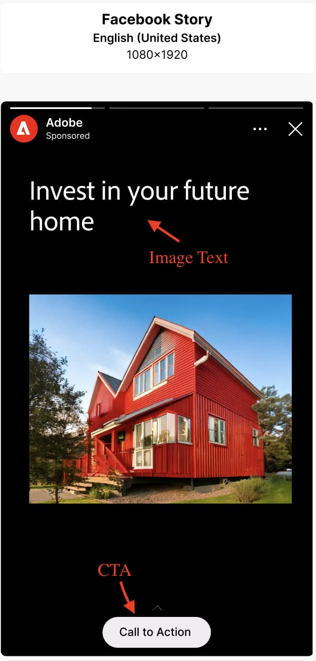 Une histoire Facebook avec des rôles de terrain indiqués