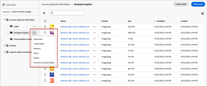 Appliquer des actions à un ou plusieurs dossiers dans le dossier