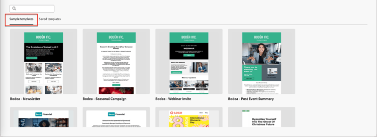 ​ Choisissez un modèle fourni par Adobe