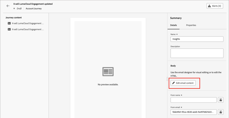 Cliquez sur Modifier le contenu de l’e-mail