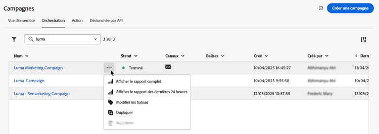 image montrant l’inventaire des campagnes