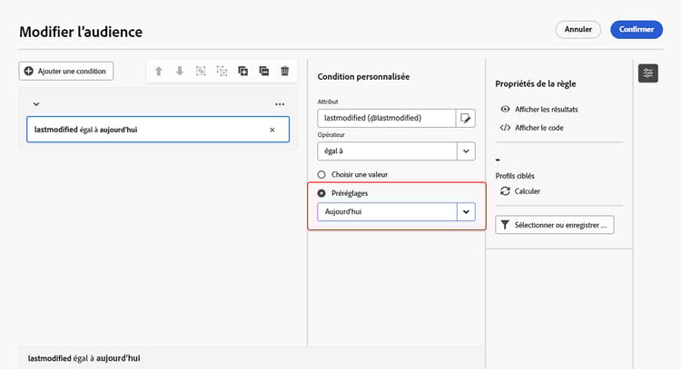 image affichant l’option de préréglage