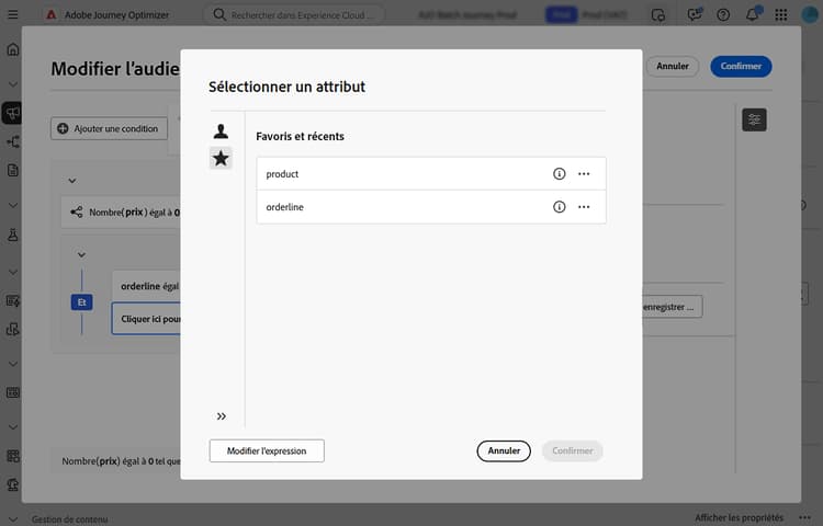 image affichant l’interface des favoris