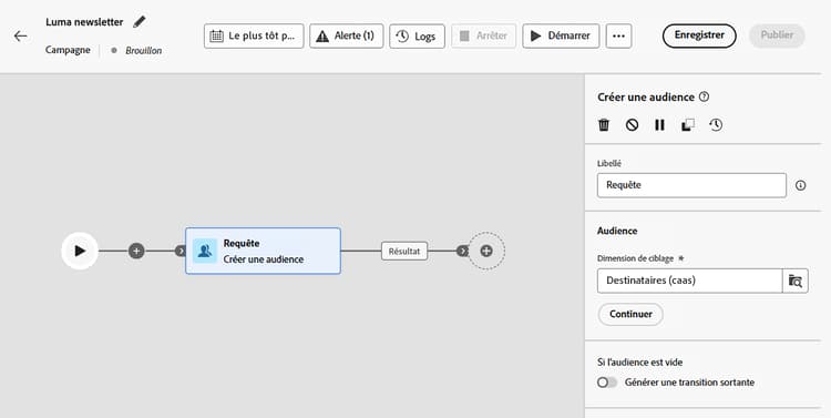 Image montrant comment accéder à l’interface de création d’audience