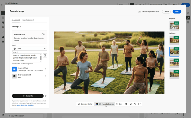 Affiner les options affichant les actions disponibles