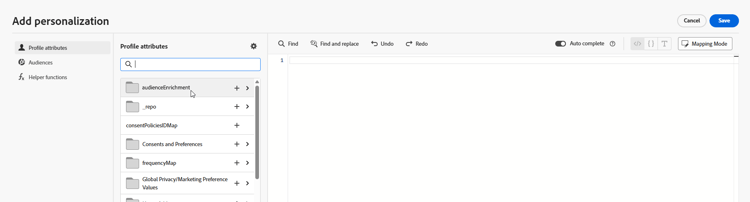 Interface de personnalisation des attributs de profil