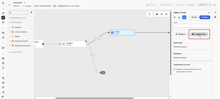 Bouton bascule Optimisation de l’heure d’envoi dans la configuration du canal E-mail
