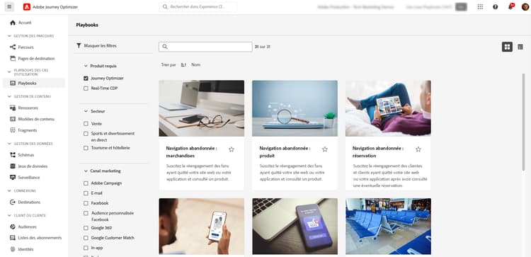 Interface des playbooks de cas d’utilisation