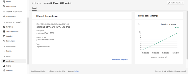 Message d’avertissement lorsque l’audience comporte trop d’événements pour le traitement en temps réel