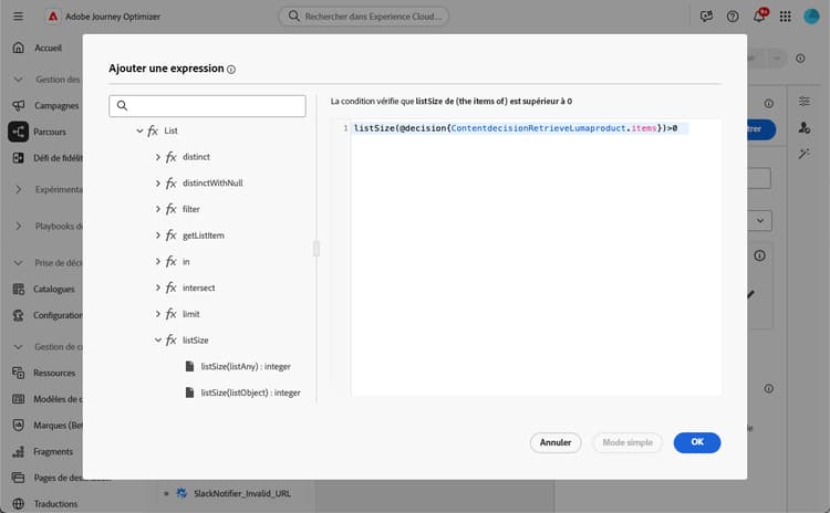 Ajouter une condition avec une liste