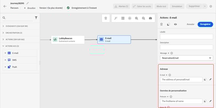 Interface de sélection de modèle de message Campaign Standard