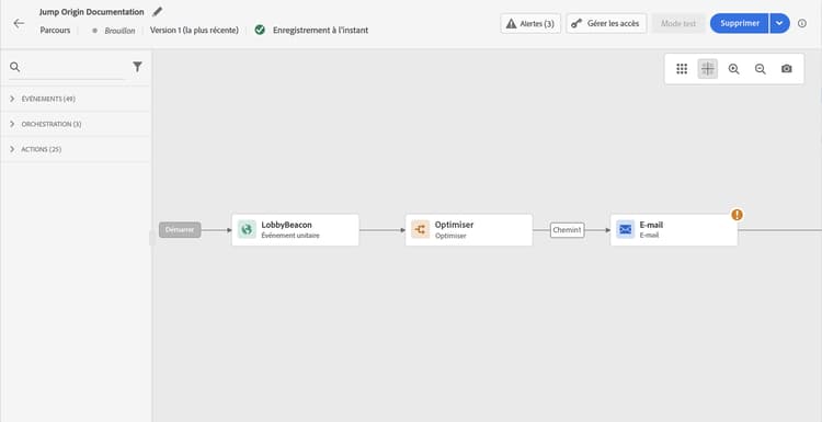 Activité Saut dans la palette de parcours pour la transition entre les parcours