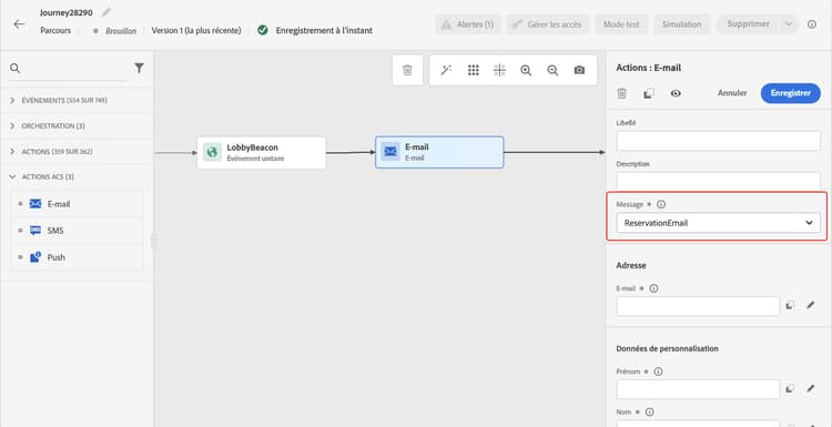 Adobe Campaign Standard dans le parcours