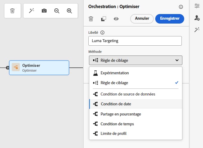 Sélection de règle de ciblage dans l’activité d’optimisation