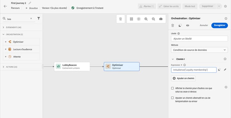Activité de condition dans la zone de travail du parcours avec plusieurs options de chemin