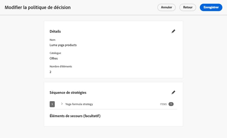 Résumé de la politique de décision
